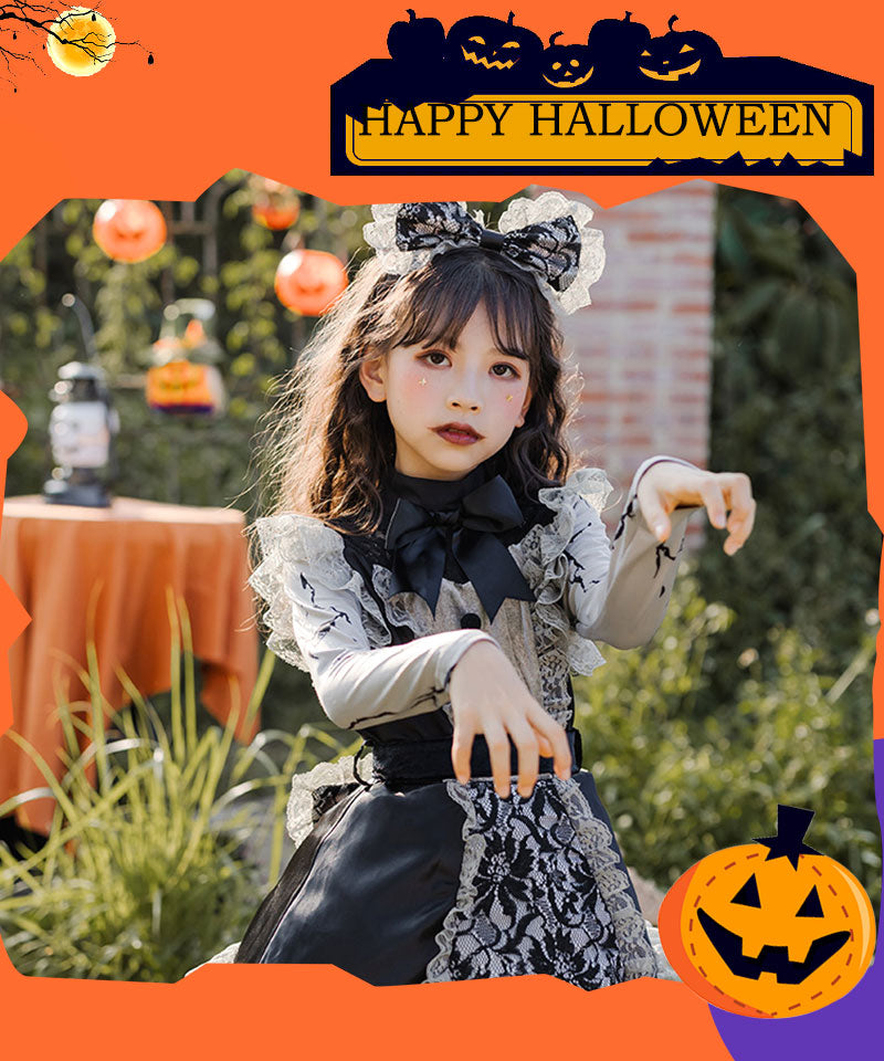 ハロウィン コスプレ 魔女 ゴスロリ ハロウィン 仮装 小悪魔 コスチューム キッズ ゾンビ 魔法使い 魔法子ども ハロウィン衣装 ブラック コスプレ衣装 coetwsj0016