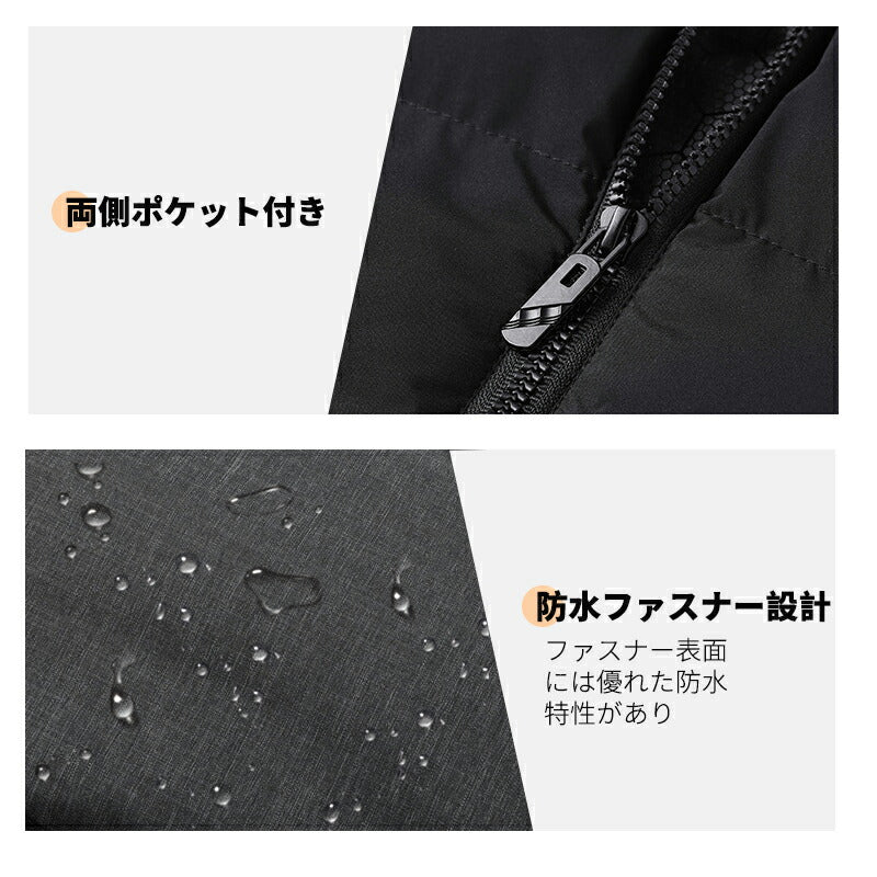 電熱ベスト  防寒着 速暖 日本製ヒーター 帽子付き 中綿 USB給電 洗える 三段階調温 軽量 冷え性 メンズ レーディス 25000mAh バッテリー付き  besuto-17pawa1