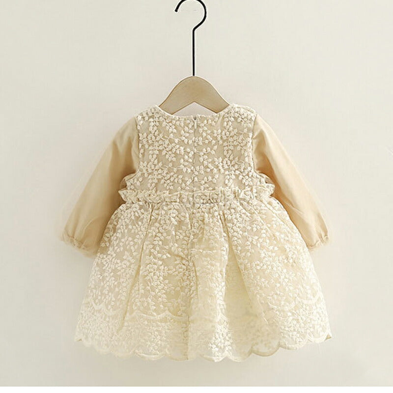 ワンピース 子供 ベビー服 キッズ レースワンピース 膝丈 ベビードレス 長袖 付け襟 女の子 誕生日 結婚式 新生児 かわいいフォーマル キッズ 膝丈 ベビー copysku-165