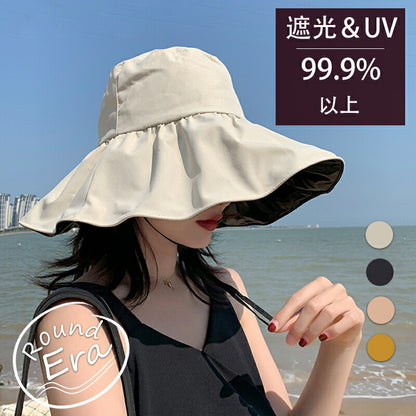 帽子 レディース 大きいサイズ 韓国風 完全遮光 遮光100％ UVカット つば広 折りたたみ 自転車 飛ばない 日よけ 春 夏 春夏 母の日 おすすめ UV uvhat-001