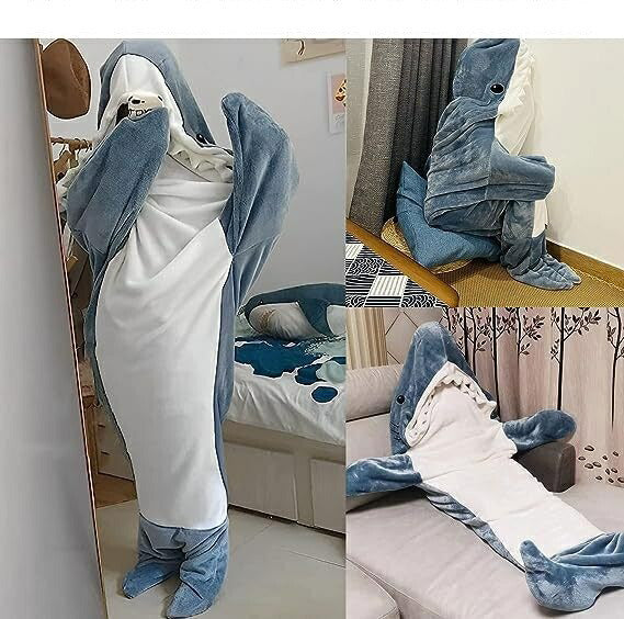 【楽天1位】サメ 寝袋 着る毛布 パジャマ ブランケット 柔らかい 大人用 子供 メ寝袋 フランネル サメブランケット きぐるみ 冷房対策 防寒 お昼寝毛布 かpajiama-002