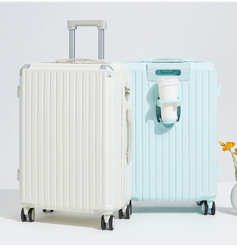 スーツケース キャリーケース mサイズ 軽量 大容量 機内持ち込み ドリンクホルダー 静音 おしゃれ 小型 かわいい キャリーバッグ トランクケース sサイズ suitcase-029-m