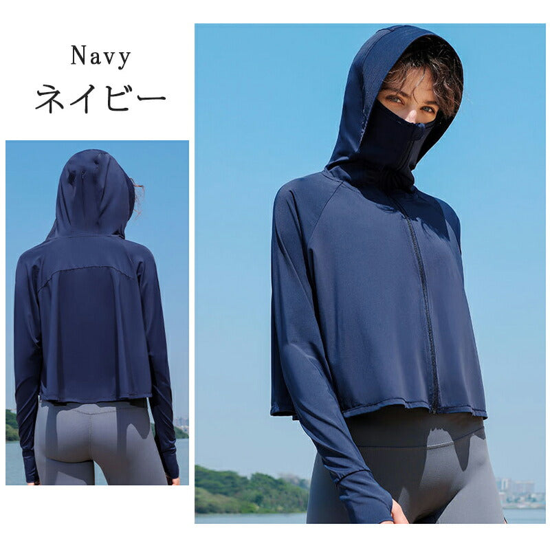 UPF50+ uv パーカー 指穴 uvカット 接触冷感 ひんやり UV ジップアップパーカー サマーカーディガン レディース メンズ 日焼け止め 冷房対策 紫 uvpaka-009