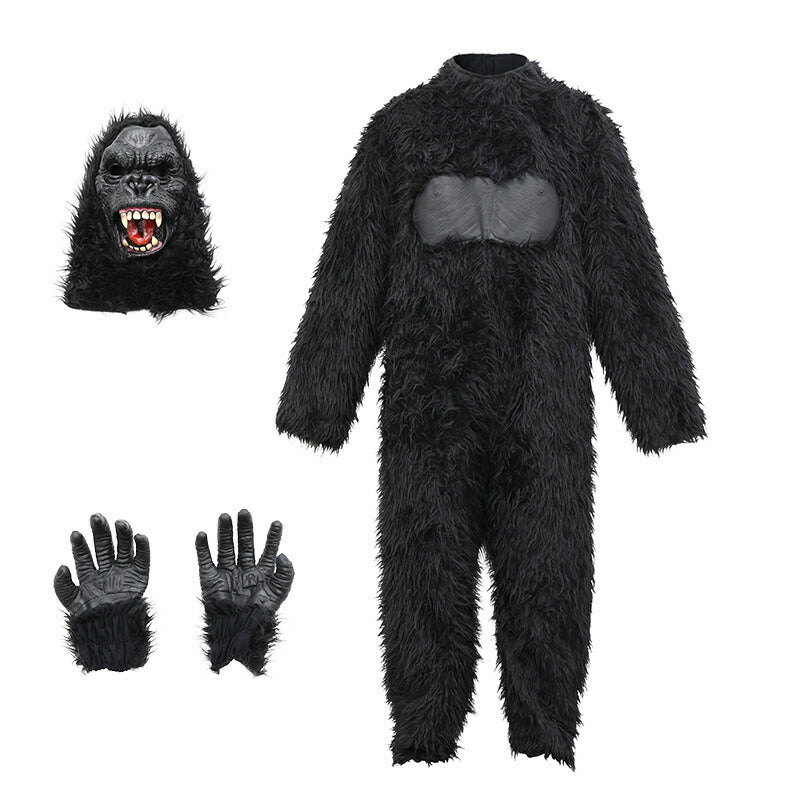 Gorilla ゴリラ 着ぐるみ コスプレ 大人用 動物 アニマル リアル  ハロウィン コスプレ ゴリラ 親子ペア 仮装 変装 アニマルマスク＋スーツセット wsjlty001