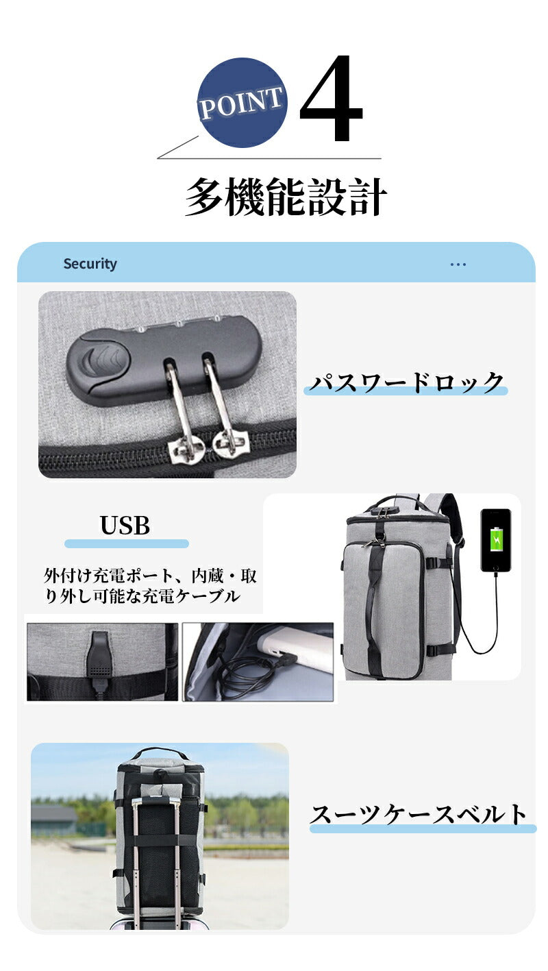 【3WAY】スポーツバッグ ジムバッグ リュック 大容量 ボストンバッグ ファスナー シューズ収納可能 軽量 デイパック ビジネス 旅行 トラベル 出張 鞄 かbag-006