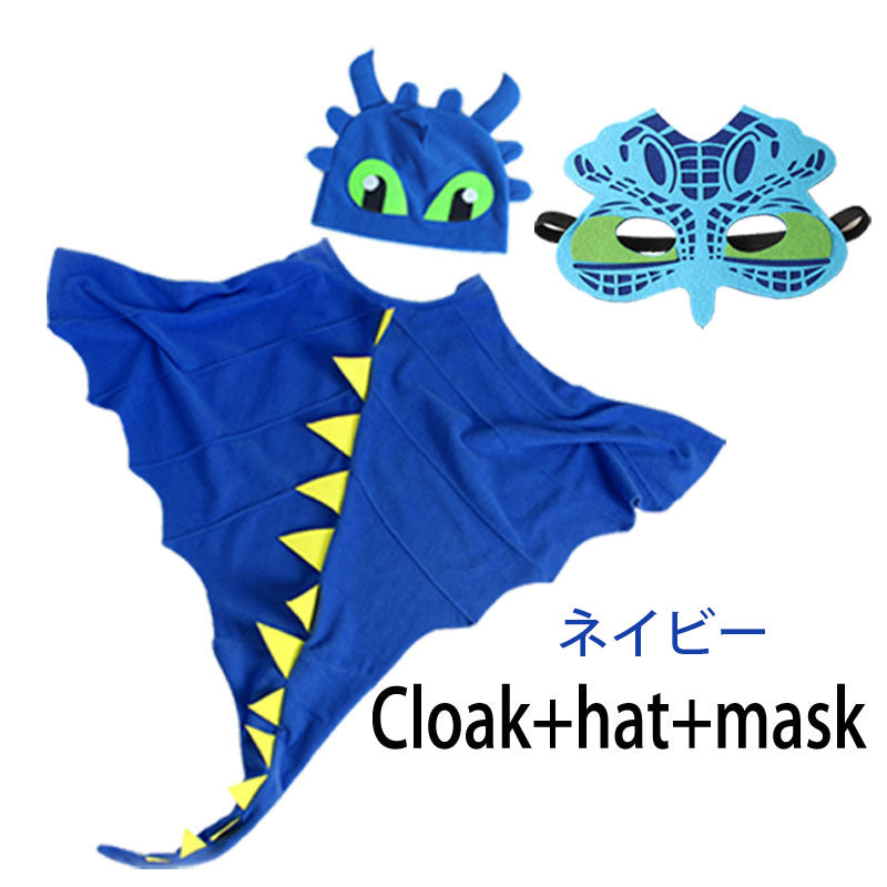 ハロウィン 衣装 子供 恐竜 マント キャップ マスク 3点セット 怪獣ケープ ハロウィン衣装 キッズ 子供 全6色 怪獣服 コスプレ仮装 衣装 女の子 男の子wsj0002