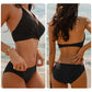 水着 レディース ビキニ シンプル 盛れる セクシー 黒 おしゃれ 中学生 可愛い 高校 短パン 無地 体型カバー 人気 ホルターネック ぽっちゃり  copysku-28