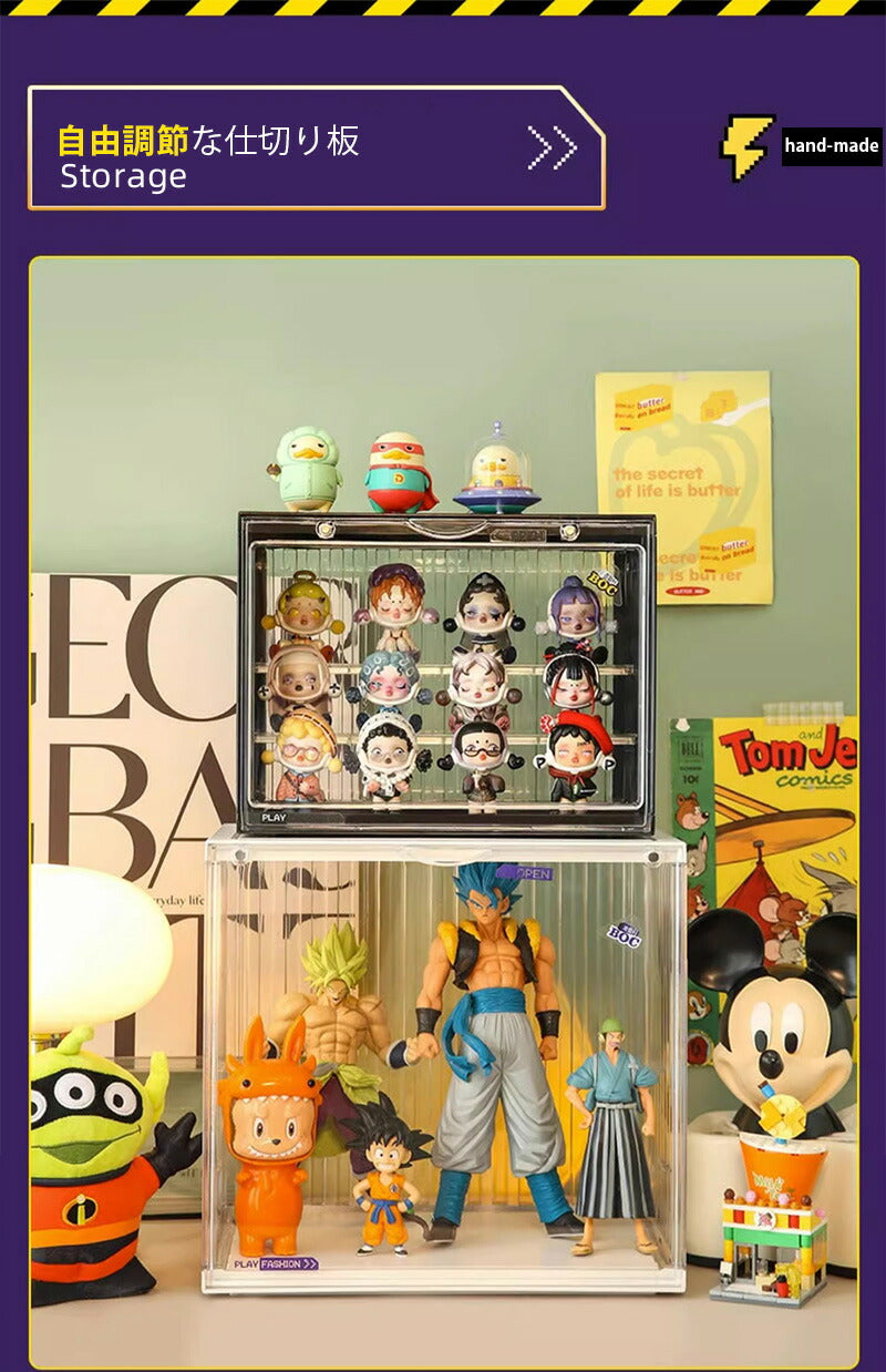 フィギュアケース 収納 コレクション ボックス 高品質 コレクションケース クリアケース 透明展示ケース 積み重ね可能 扉付き 組み立て式 透明 アクリル ケー storage-035