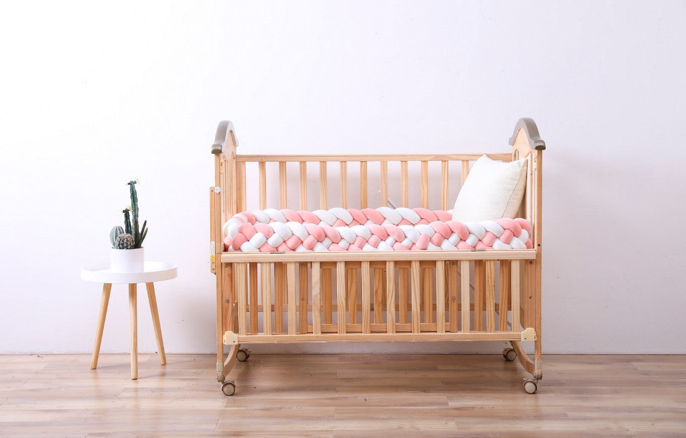 寝返り防止クッション4本 4Mソフトノットピロー編み ベッドガード ノットクッション ベビー ベッドガード ベッドサイド サイドガード ベッドバンパー 赤ちゃん copysku-65