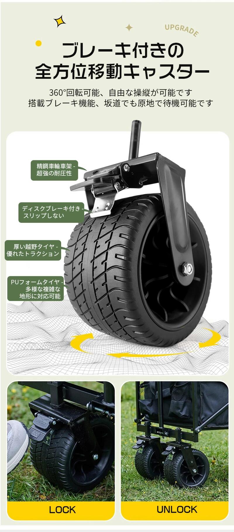 アウトドアワゴン 後ろ開け キャリーカート 折り畳み キャリーワゴン キャンプワゴン  背面開き ワゴン車 アウトドア キャンプ 軽量 キャンプ用ワゴン 大型タcampcar-01