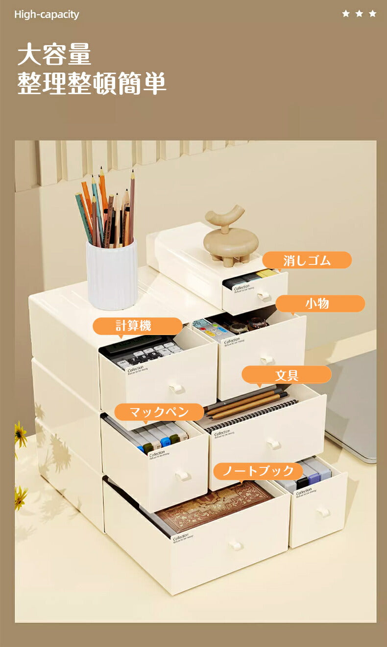 卓上収納ケース 引き出し 小物 収納ボックス 小物収納 軽量 プラスチック 文房具収納 書類ケース 化粧品 事務用品 卓上収納 小物入れ 小物ケース デスク収納 storage-0141
