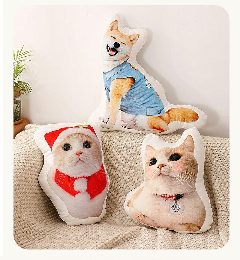 ペット オーダーメイドクッション オリジナルクッション ペット 動物 猫 犬 記念品 抱き枕 両面写真オリジナルクッション ペット メモリアルクッション 供養母 makura-002