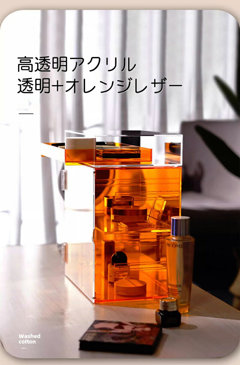 メイクボックス コスメケース 大容量 収納 化粧品 仕切り 高品質 コレクションケース コレクション ボックス クリアケース 透明展示ケース 扉付き 完成品 透 storage-038