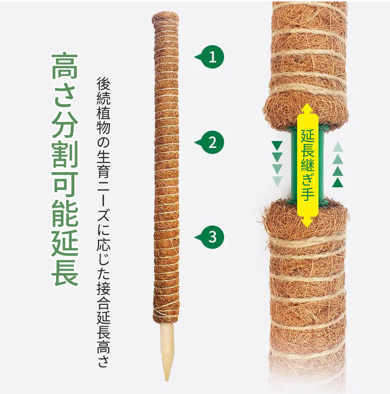 植物支柱 モンステラ 支柱 鉢植え 園芸 園芸支柱 観葉支柱 ココスティック植物 つる性植物 蔓 農具 高さ調整可能 植物サポート ポトス 花ささえ 連結 延長 mount-004