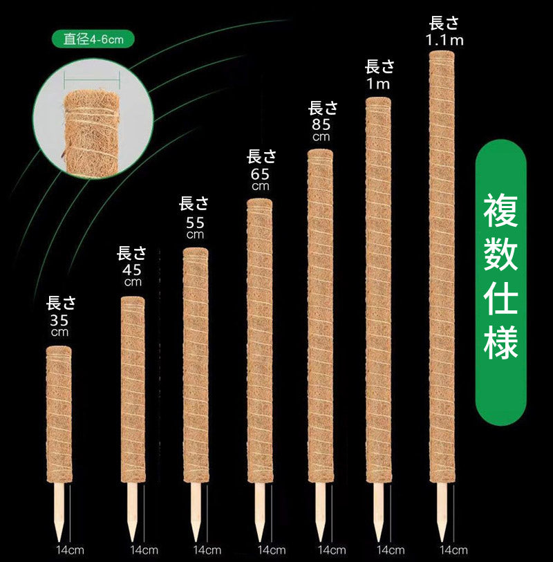 植物支柱 モンステラ 支柱 鉢植え 園芸 園芸支柱 観葉支柱 ココスティック植物 つる性植物 蔓 農具 高さ調整可能 植物サポート ポトス 花ささえ 連結 延長 mount-004