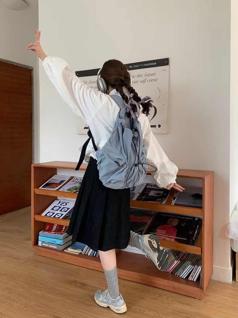 リュック ショルダーバッグ レディース ドローストリング かわいい 学生 軽量 通勤 通学 ジップ ポケットいっぱい リュックサック バックパック 韓国人気 新shoulder-002