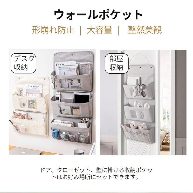 ウォールポケット ドア掛け 収納 3段 吊り下げ収納ラック 壁掛け収納 クローゼット 収納 吊り下げ クリア オックスフォード製 おしゃれ 北欧 水洗可能 大容 basket-01