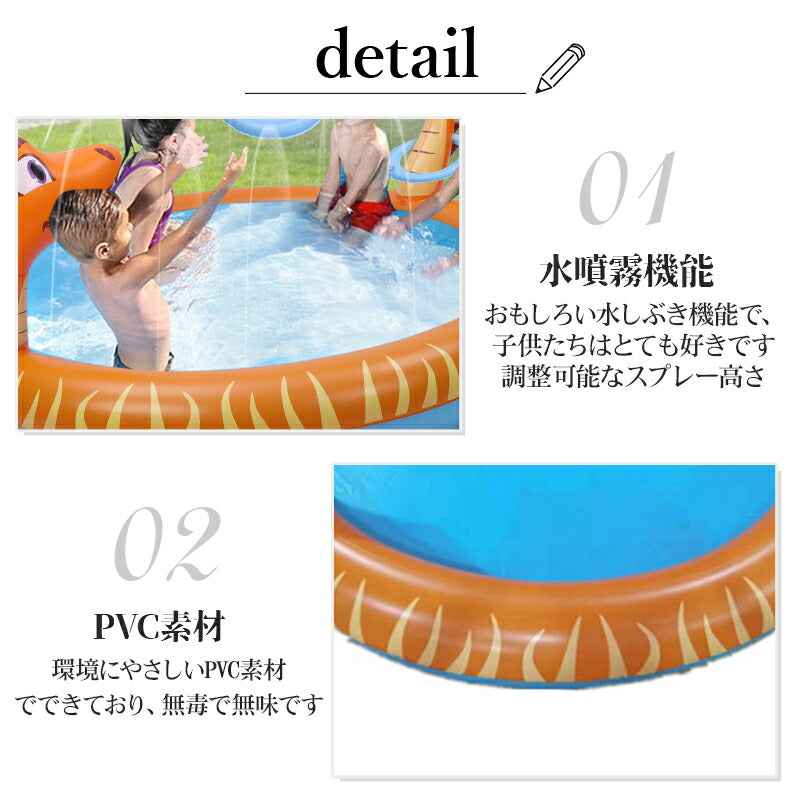 噴水 プール 噴水マット 夏休み 水遊び 家庭用 キッズ 子ども 犬 暑さ対策 コンパクト 自宅 庭 2歳 スプラッシュプール プレイマット シャワー ビニールpool-004