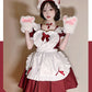 一部即納 メイド服 コスプレ 猫 ネコ耳  かわいい フリル セクシー 赤 ブラック ゆめかわ 大人 レディース バレンタイン エプロン カチューシャ 半袖 ス copysku-39