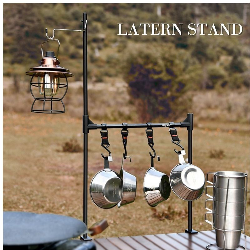 ランタンスタンド 卓上 アウトドア用品 キャンプ ハンギングラック ランタンスタンド 多機能 クランプ式 アミル製 折りたたみ式 組み立て簡単 ランタン用アクセ tablestand-001