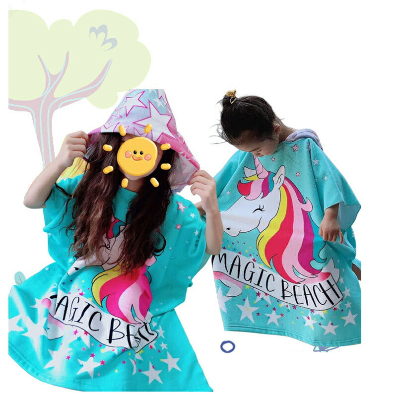 吸水タオル 着替えタオル ポンチョタオル キッズ 子供用 吸水速乾 マイクロファイバー スイムタオル 水着 ウェットスーツ お風呂上り 海 プール ビーチタオル copysku-34