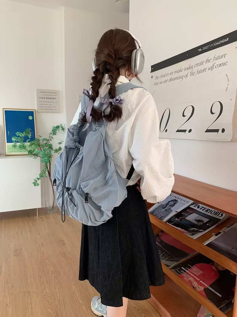 リュック ショルダーバッグ レディース ドローストリング かわいい 学生 軽量 通勤 通学 ジップ ポケットいっぱい リュックサック バックパック 韓国人気 新shoulder-002