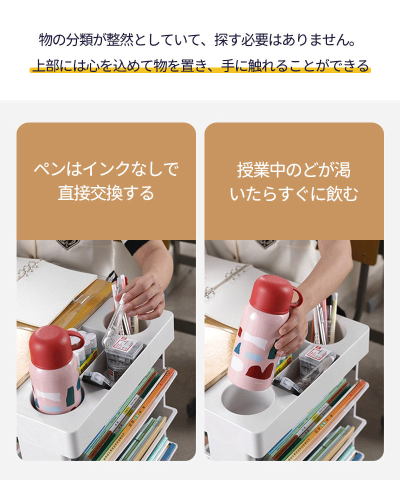 収納チェスト 収納チェスト5層 本棚 書類棚  キャスター付き 大容量 チェストキャスター付き 収納ラック ファイルワゴン 卓上収納 デスク整理 組立式 省スペstorage-001