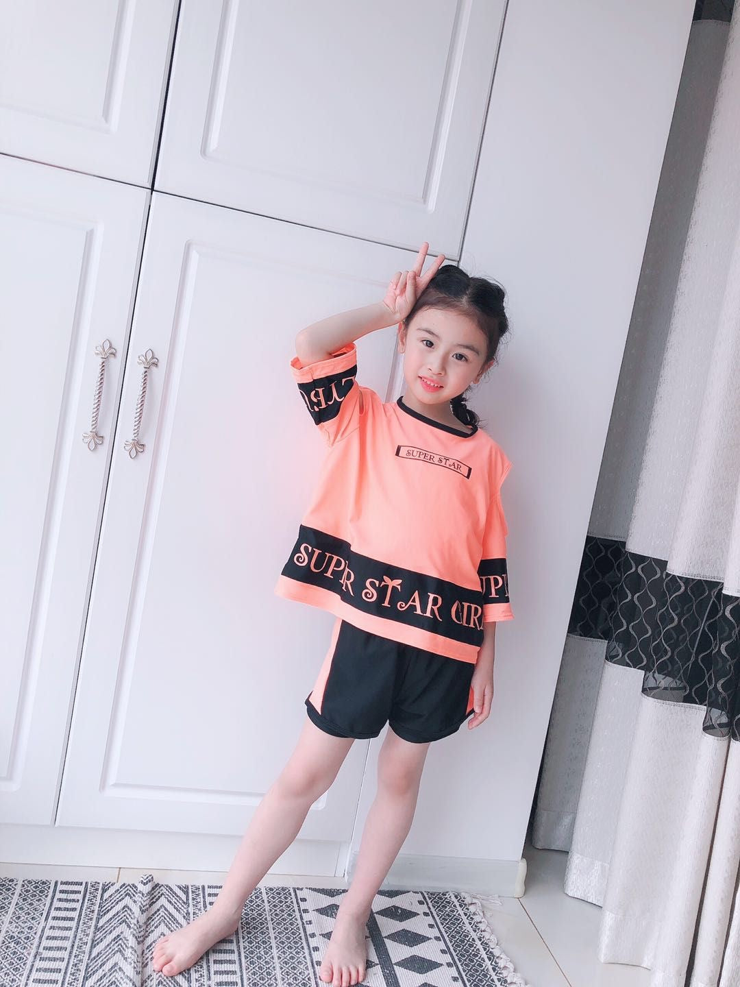 一部即納 水着 キッズ 女の子 セパレート スイムウェア ラッシュガード 半袖 パンツ スイムスーツ ビーチウェア 水泳 スクール水着 キッズ ジュニア 練習着 swimsuit-010