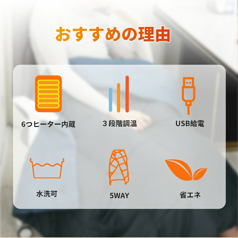 電気毛布 掛け着る両用 日本製ヒーター 洗える USB給電 即暖 保温 5WAY ３階段調温 ブランケット ひざ掛け ヒーター 着る毛布 着る電気毛布 110x moufu-001