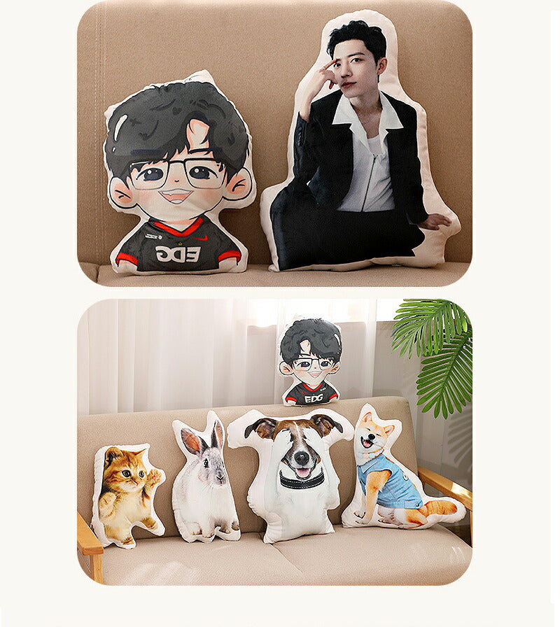 ペット オーダーメイドクッション オリジナルクッション ペット 動物 猫 犬 記念品 抱き枕 両面写真オリジナルクッション ペット メモリアルクッション 供養母 makura-002