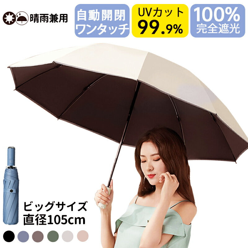 完全遮光 日傘 遮光率100% 折りたたみ 傘 自動開閉 折り畳み傘 軽量 1級遮光 UVカット 大きい レディース メンズ コンパクト 大きめ 風に強い 防水kasa-3014