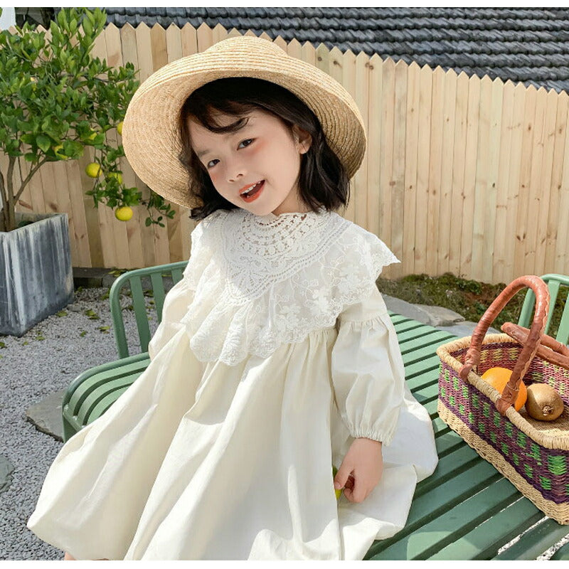 子供ワンピース  付け襟 ベビー ワンピース 可愛い レースワンピース ふんわり セレモニードレス お姫様風 子供ドレス キッズワンピース sgato-003