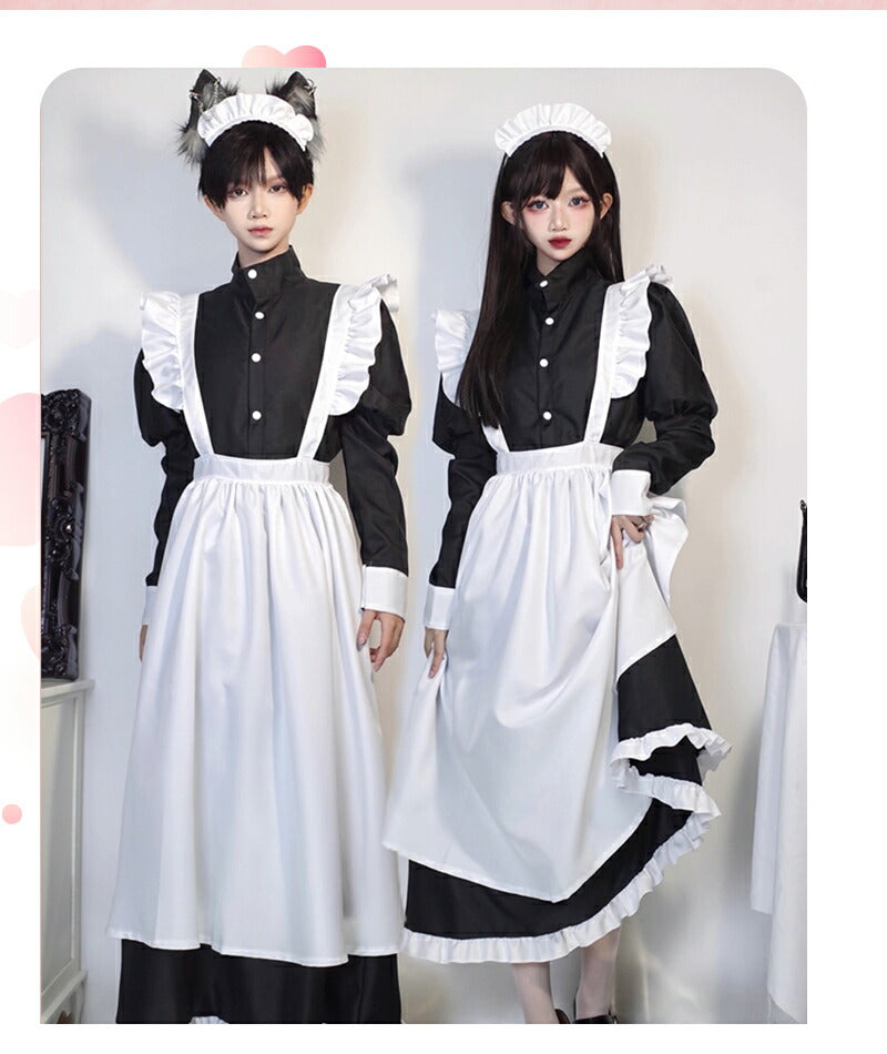 メイド服 ハロウィン コスプレ 長袖 メイド 可愛い 女の子 セクシー カップル ロリータ 定番 衣装 レディース エプロン ドレス アリス風仮装 男ウケ 大きmaid-008
