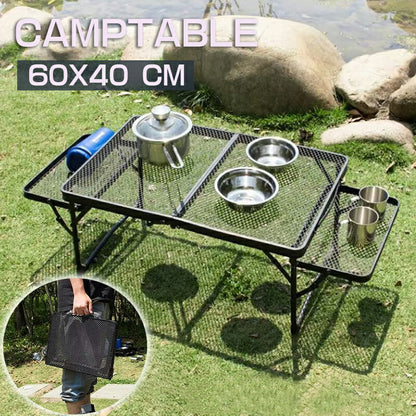 アウトドア テーブル 2way 耐荷重40kg 収納袋付き 二つ折り メッシュテーブル 軽量 折りたたみテーブル アルミ レジャーテーブル 折り畳みテーブル ス table-001-a