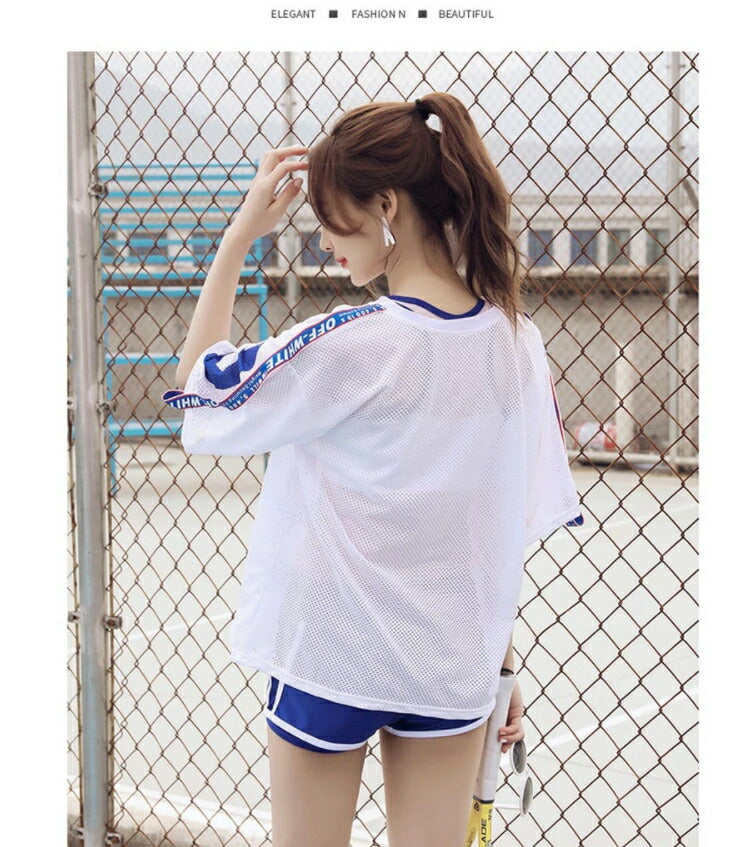 水着 10代  レディース 中学生 高校生 20代 学生 半袖 uv ママ水着 体型カバー 3点セット ビキニ 少女 小胸にもぴったり 韓国 おしゃれ yy1005