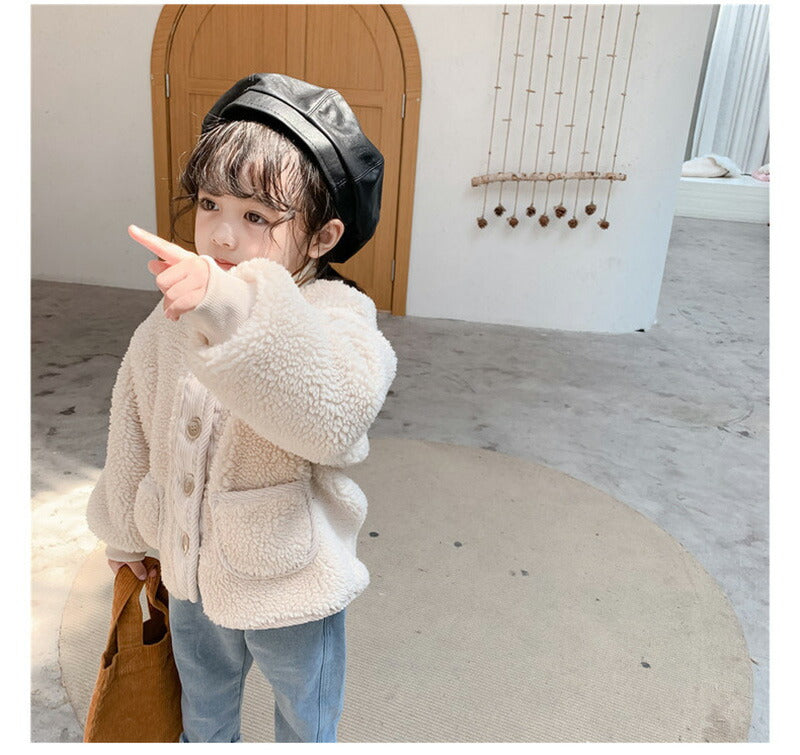 【新品限定クーポン利用で2790円～★特典あり】ボアジャケット 洗える ボタン開き  男女兼用 子供服 キッズ ベビー アウター 男の子 女の子 キッズ  フリetjrwt-002