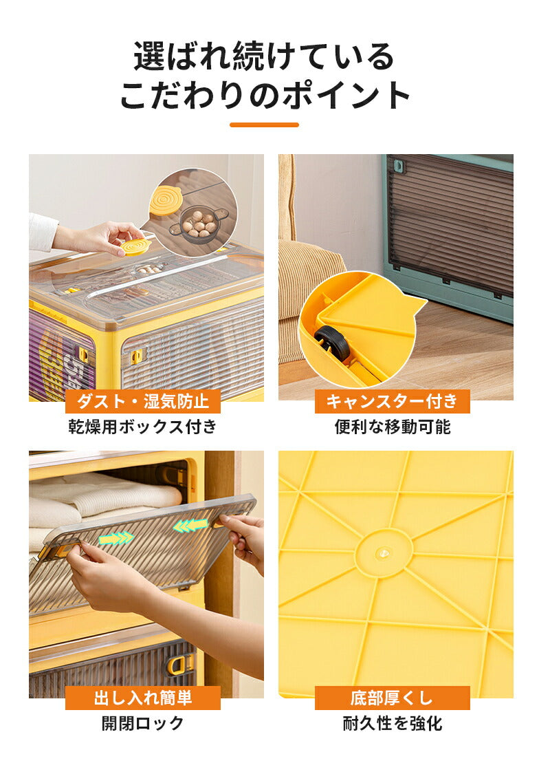「5個セット」収納ボックス 折りたたみ Ｓサイズ 5面開き 大容量 収納ボックス 扉付き プラスチック キャスター付き 健康材質 収納ボックス ほぼ完成品 収納 copy-034