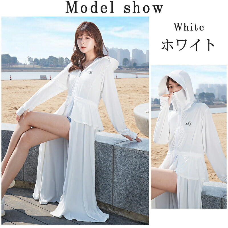 uvカット パーカー 指穴 レディース 大きめ 大きいサイズ 薄手 春 ラッシュガード スポーツ ジム ヨガ uvカット マスク フェイスガード 遮光 ドライ素uvpaka-011
