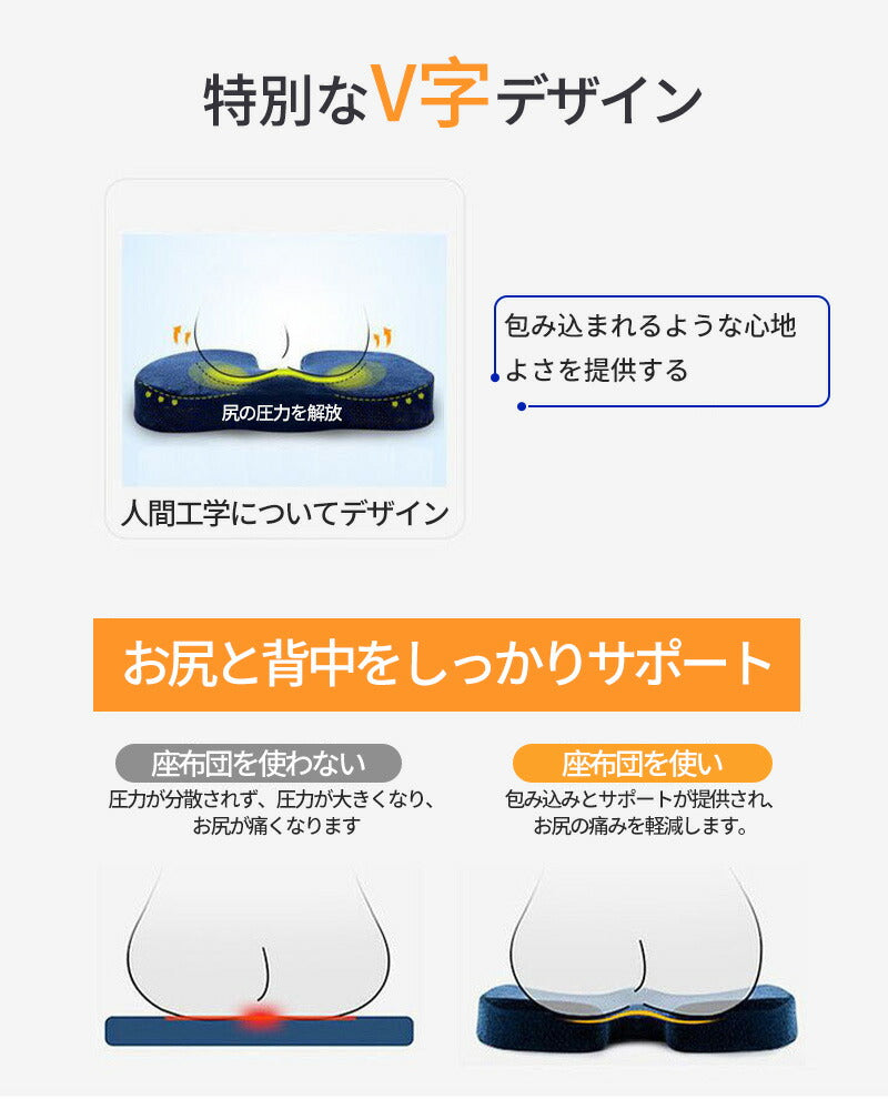 座布団 背もたれ クッション クッションセット 腰まくら 背もたれ 腰痛 車 運転 低反発 ランバーサポート 骨盤クッション 骨盤 ゆがみ 椅子用 シートクッシ seat-002