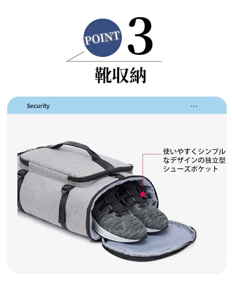 【3WAY】スポーツバッグ ジムバッグ リュック 大容量 ボストンバッグ ファスナー シューズ収納可能 軽量 デイパック ビジネス 旅行 トラベル 出張 鞄 かbag-006