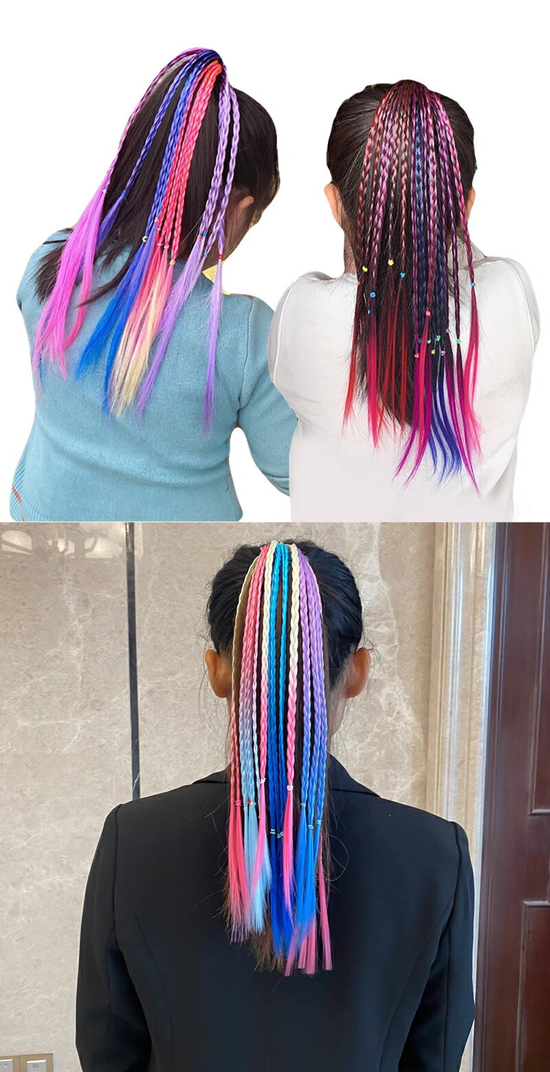 ダンス キッズ エクステ 送料無料 キッズダンス衣装 三つ編み ヘアエクステ ヘアアクセサリー ガールズ ヒップホップ 卒園式 子供 髪飾り ダンス髪型 ウィッkidfs-002