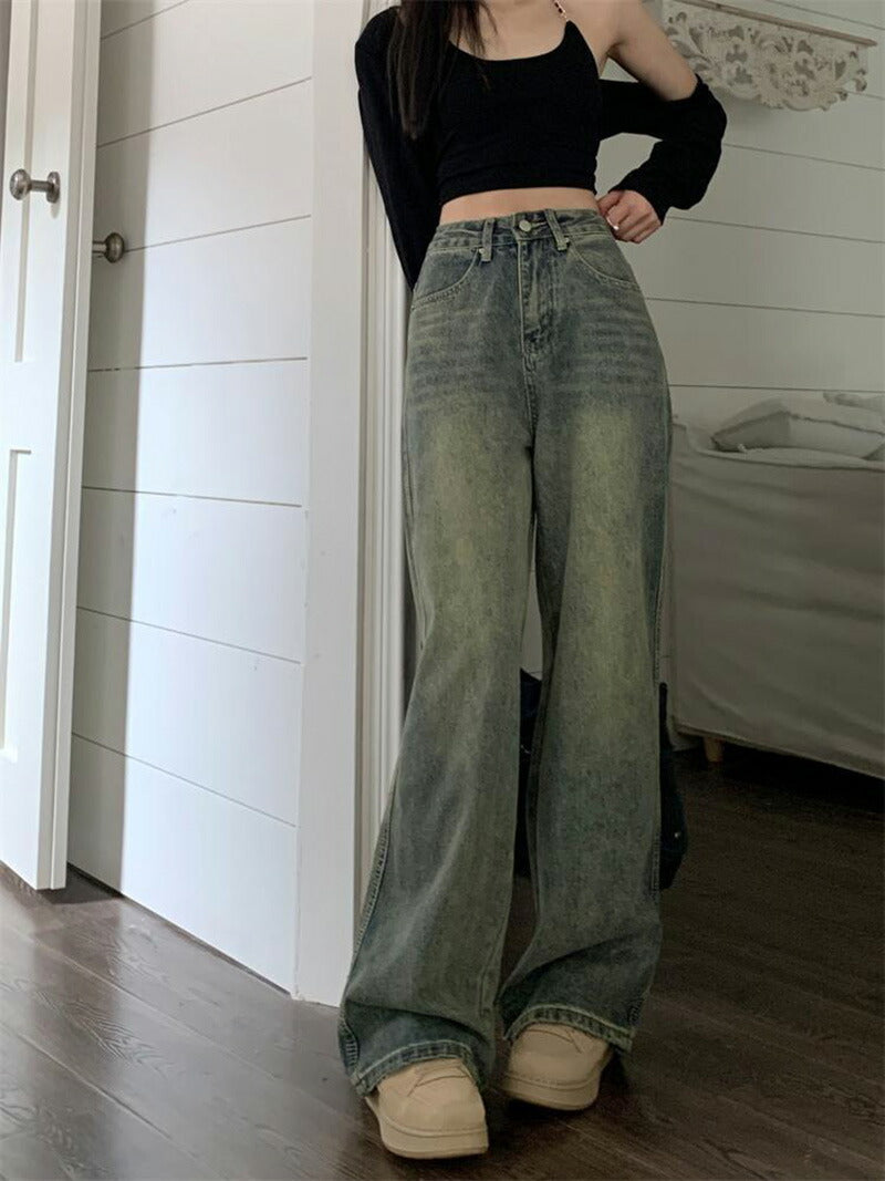 【特典あり】ジーンズ レディース ワイドパンツ デニム ハイウエスト  ディストレス キレイ目 ダメージ 小さいサイズ レディース ボトムス  ジーンズ 美脚 nzk-001