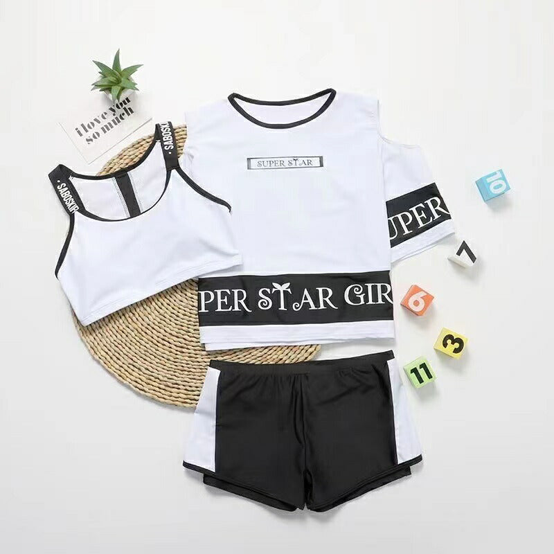 水着 キッズ 女の子 セパレート スイムウェア ラッシュガード 半袖 パンツ スイムスーツ ビーチウェア 水泳 スクール水着 キッズ ジュニア 練 copysku-177