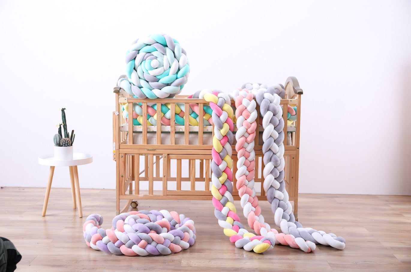 寝返り防止クッション4本 3Mソフトノットピロー編み ベッドガード ノットクッション ベビー ベッドガード ベッドサイド サイドガード ベッドバンパー 赤ちゃん copysku-19