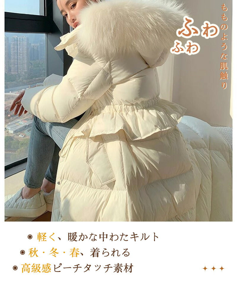 【特典あり・2000円OFF】ダウンコート アウター コート レディース  キルティング   ミドル丈 大きいサイズ オーバーサイズ ノーカラー 無地  キルテnsyrf-001