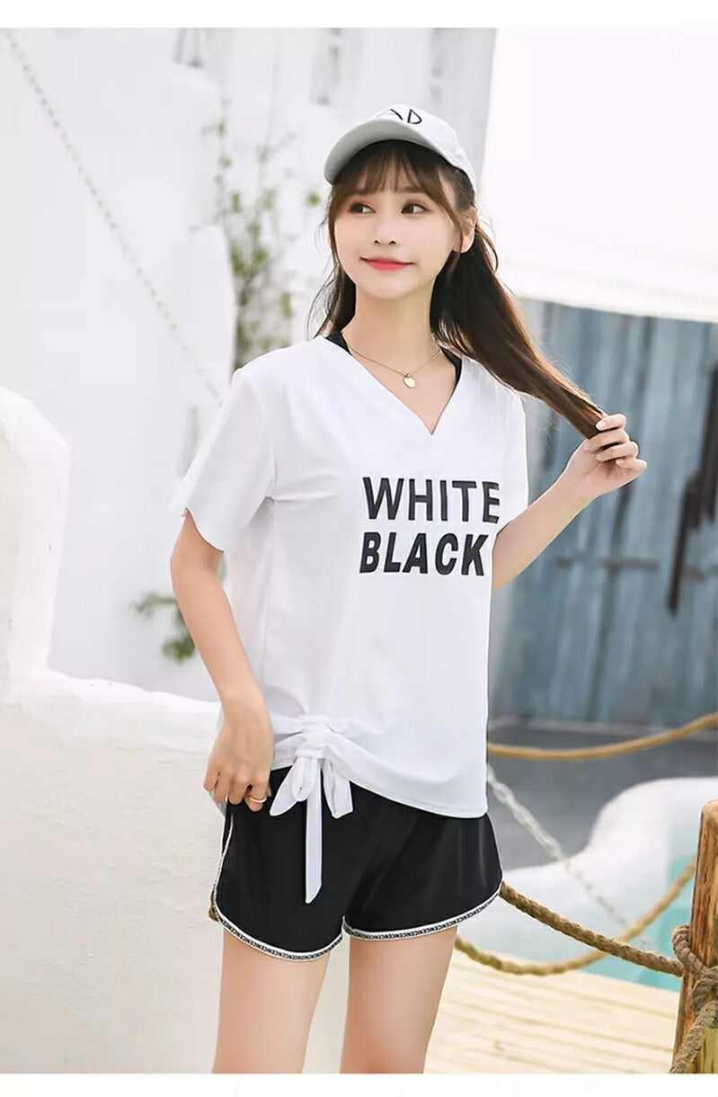 体型カバー 水着 レディース かわいい セパレート 水着 韓国 中学生 高校生 おしゃれ 体型カバー 水着 3点セット 20代 女の子 小胸 二の腕カバー 露出 wswimsuit-007