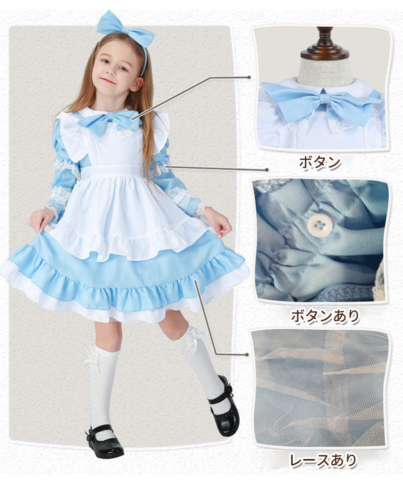 【ハロウイン コスチューム】コスプレ メイド服　女の子 ダンス パーティーハロウィン　キッズドレス ハロウイン　コスプレ メイド服 コスプレ 衣装 コスチュームetwsj0003