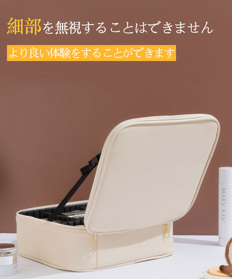 メイクボックス 化粧ボックス プロ用 コスメボックス ミラー付き 大容量 コスメ収納 鏡付き 持ち運び メイク 化粧箱 コスメ 化粧品入れ 化粧バッグ ブラシ入 bag-2009
