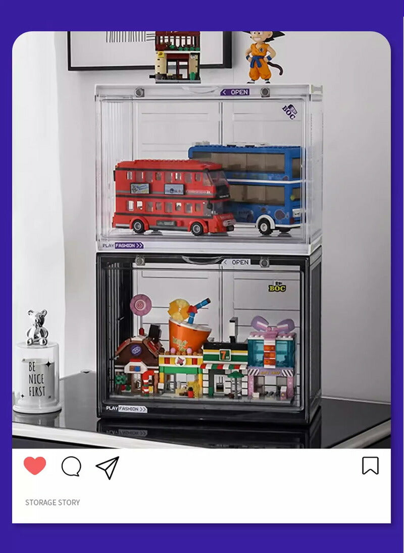 フィギュアケース 収納 コレクション ボックス 高品質 コレクションケース クリアケース 透明展示ケース 積み重ね可能 扉付き 組み立て式 透明 アクリル ケー storage-035