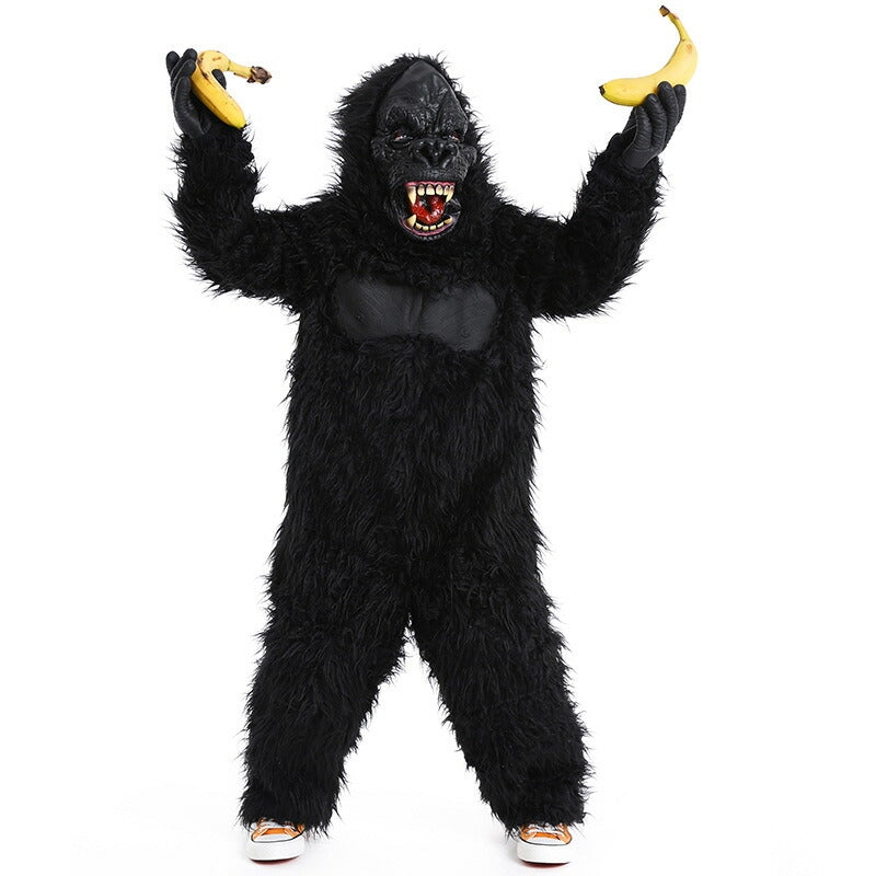 Gorilla ゴリラ 着ぐるみ コスプレ 大人用 動物 アニマル リアル  ハロウィン コスプレ ゴリラ 親子ペア 仮装 変装 アニマルマスク＋スーツセット wsjlty001